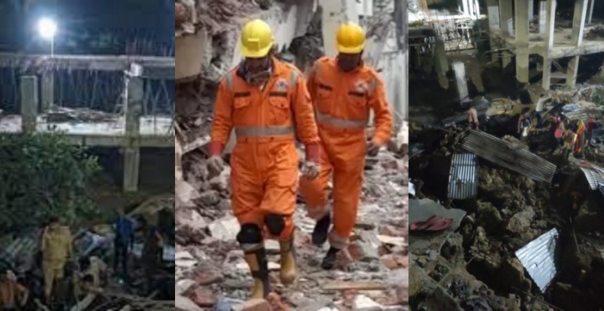 लखनऊ में पीजीआई के क़रीब इमारत गिरने से दो लोगों की मौत और कई घायल