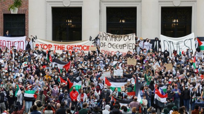 अमरीकी विश्वविद्यालयों में हजारों छात्रों ने इजराइल के खिलाफ प्रदर्शन किया