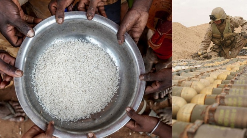 सबको भरपेट भोजन दे सकता है सैन्य ख़र्च का मात्र एक फीसद धन
